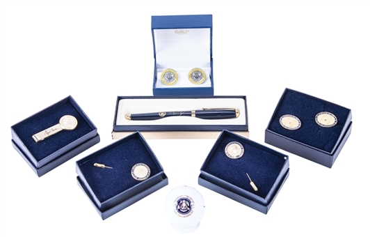 Lot of (7) Presidential Issued Items Including Tie Clasp, Cuff Links, and More From Former White House Staff Member